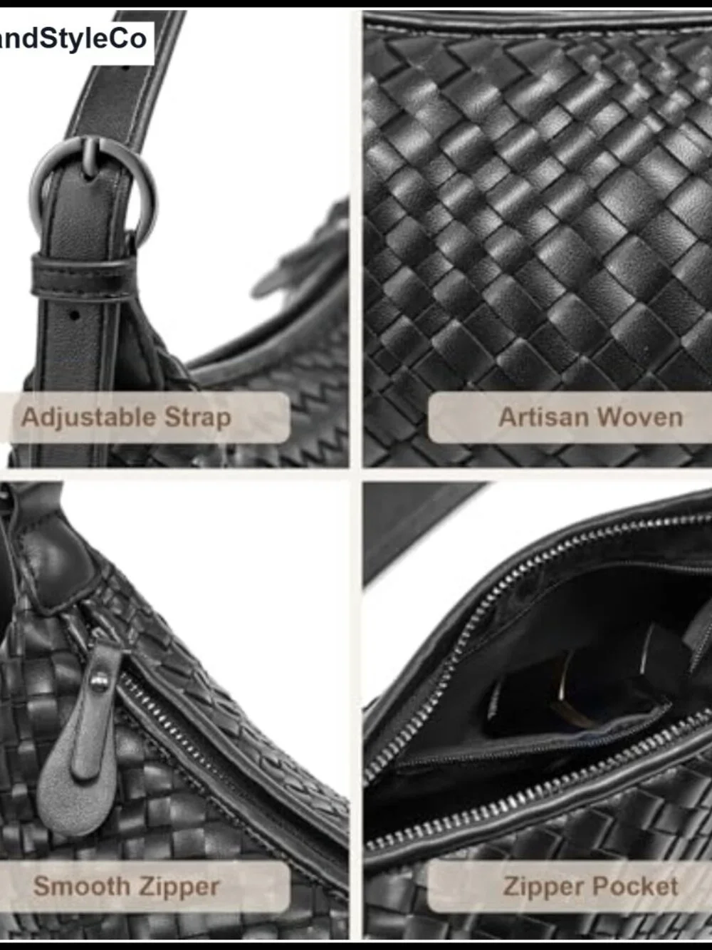 Woven Crossbody Bag Small Handwoven Purse Faux Leather Baguette